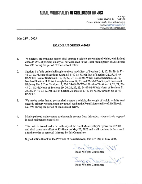Road Ban Order